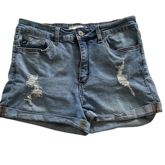 Rancan Distressed Cuffed Hem Medium Wash denim shorts Size11 Women’s - Picture 1 of 5
